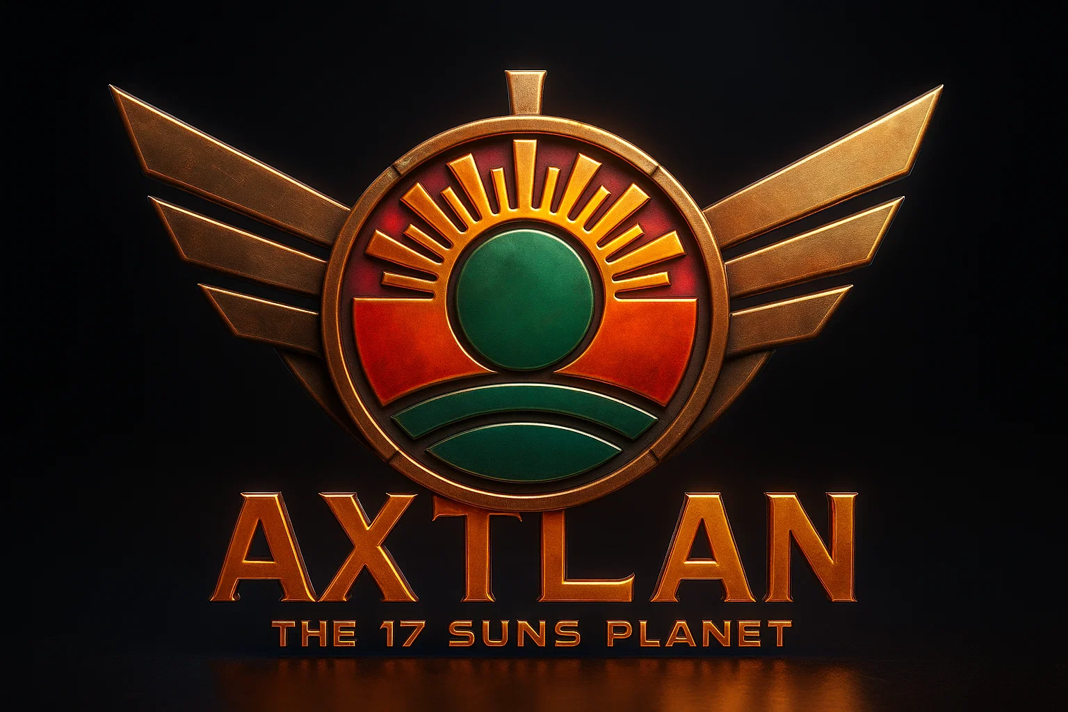 Logo classique officiel d’Axtlan, éclatant et en relief