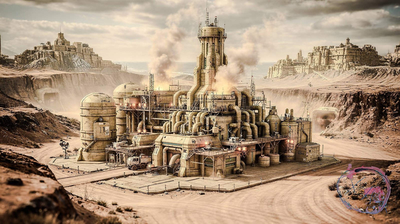 Un enorme complejo industrial de Formation se extiende por un desierto de Axtlan